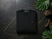 Rl cable knit crewneck megztinis juodas