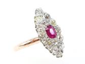 Aukso (750) žiedas su rubinu ir deimantais 1,14ct