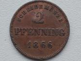 1866 m. 2 pfenigiai. Reta! Tiražas 234.000!