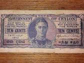 Ceylono 10 centu banknotas