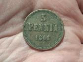 Suomija 5 pennia 1866