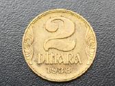 2 dinarai 1938m. Jugoslavija - nuotraukos Nr. 2