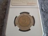 5 litų moneta 1999m. su gaidžiu, sertifikuota Ngc