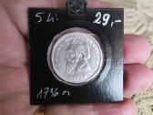 5 Litai 1936 m. Originalas. Sidabras, Gero Stovio