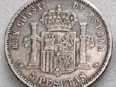 5 pesetos 1879 sidabras 900 - nuotraukos Nr. 2