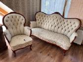 Skubiai antikvarinė sofa ir krėslas fotelis - nuotraukos Nr. 2