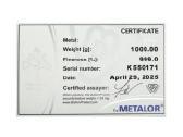 Parduodamas 1 kg sidabro luitas 999 Metalor naujas - nuotraukos Nr. 3