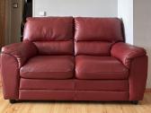 Raudona odinė dvivietė sofa - nuotraukos Nr. 6