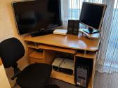 Stalas+kėdė+TV+pc+spausdintuvas