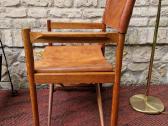 Vintažinė mid century ąžuolo/odos "safari" kėdė - nuotraukos Nr. 3