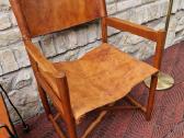Vintažinė mid century ąžuolo/odos "safari" kėdė - nuotraukos Nr. 4
