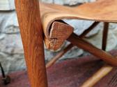 Vintažinė mid century ąžuolo/odos "safari" kėdė - nuotraukos Nr. 5
