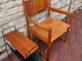 Vintažinė mid century ąžuolo/odos "safari" kėdė - nuotraukos Nr. 11