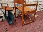 Vintažinė mid century ąžuolo/odos "safari" kėdė - nuotraukos Nr. 15