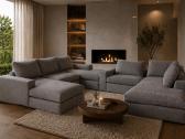 Modulinė L formos aksominė sofa, 321 * 368 * 81 cm