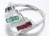 Aukso (585) žiedas su deimantais ir brangakmeniais - nuotraukos Nr. 6