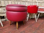 Vintažinės mid century rankdarbių dėžutės,pufas - nuotraukos Nr. 7