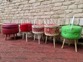 Vintažinės mid century rankdarbių dėžutės,pufas - nuotraukos Nr. 11