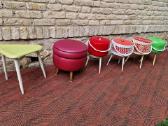 Vintažinės mid century rankdarbių dėžutės,pufas - nuotraukos Nr. 18