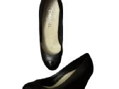 Chanel Black Leather Cс Wedge Pumps, 39
