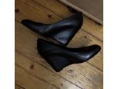 Chanel Black Leather Cс Wedge Pumps, 39 - nuotraukos Nr. 7