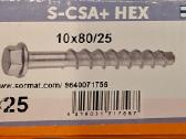 Sormat S-csa+ Hex 10x80/25 betoniniai sraigtai.