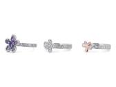 Aukso (750) žiedų tripletas su deimantais (1,48ct) - nuotraukos Nr. 2