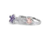 Aukso (750) žiedų tripletas su deimantais (1,48ct)