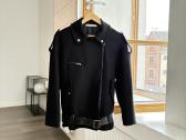 Juoda vilnonė biker stiliaus striukė Made in Italy
