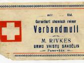 Etiketė vaistų sandėlis Panevėžys M. Rivke Judaika