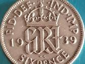 Britanijos 6 pensų (Sixpence) sidabrine moneta
