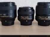Nikon 35mm, 50mm, 85mm objektyvai, D300s kamera