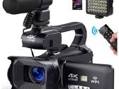 4k vaizdo kamera su WiFi, išoriniu mikrofonu ir Le