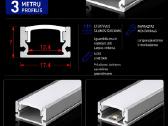 LED aliuminio profiliai 3m pilna komplektacija