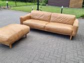 Odinė sofa + pufas"emotions", tikra oda - naudota