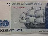 50 Latų 1992 m. žemas numeris ir replacementas Az
