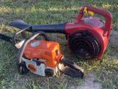 Stihl ms180 benzininis pjuklas ir oro pustuvas