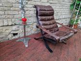 Vintažinis mid century autorinis odinis fotelis - nuotraukos Nr. 7
