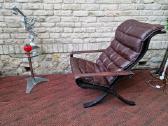 Vintažinis mid century autorinis odinis fotelis - nuotraukos Nr. 13