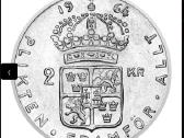 2 kronų Gustavo Vi (1952–1966) Švedijos sidabrinė - nuotraukos Nr. 2