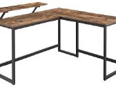 Rustic corner computer desk songmics