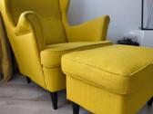 Ikea Strandmon geltonas fotelis su pufu - nuotraukos Nr. 2