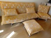 Sofa, fotelis, pufikas su dviem pagalvėm