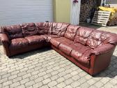 Kampinė natūralios odos sofa