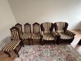 Baldų komplektas: sofa, 2 foteliai ir 4 kėdės