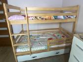 Dviaukštė lova. Dviaukštė lova Erikas 160x80 Pušis