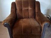 Rudo veluro ištiesiama sofa ir 2 foteliai - nuotraukos Nr. 3
