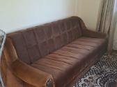 Rudo veluro ištiesiama sofa ir 2 foteliai - nuotraukos Nr. 6