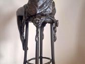 Skulptūra, Moteris ant baro kėdės - 29 cm - Bronza - nuotraukos Nr. 3