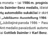 Medalis žalvaris 1986 m Daimler - Benz - nuotraukos Nr. 3